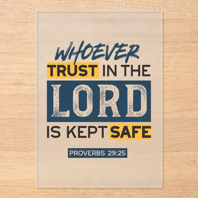 Invitaciones Acrílicas Bible Quote Art - Proverbs 29:25 Trust in God (Anverso)