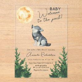 Invitaciones Acrílicas ¡Bienvenido al grupo! Shower de lobo bebé