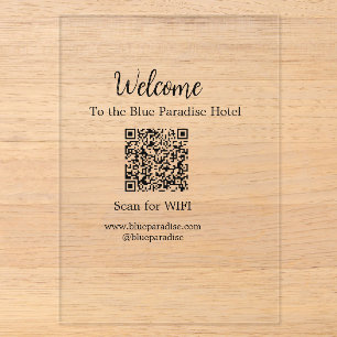 Invitaciones Acrílicas Bienvenido al restaurante del hotel villa escanear