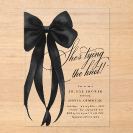 Invitaciones Acrílicas Black Bow está atando la ducha nupcial