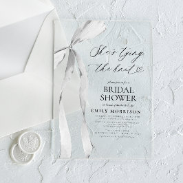 Invitaciones Acrílicas Black Bow está atando la ducha nupcial