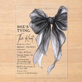 Invitaciones Acrílicas Black Bow She's Tying The Knot Bridal Shower