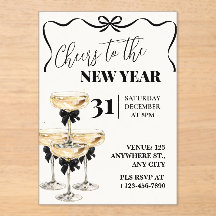 Black Gold Champagne Cheers New Years Eve Party