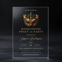 Black Gold Masquerade Sweet 16 Birthday Party