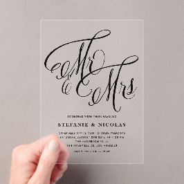 Invitaciones Acrílicas Black Mr. y la Sra. Rustic Calligraphy Boda