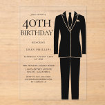 Invitaciones Acrílicas Black Suit & Tie Mens 40th Birthday Fiesta<br><div class="desc">Black Suit & Tie Mens 40th Birthday Fiesta Invitaciones acrílicas Ver colección coincidente en Nest Store y Nest Muchas gracias</div>