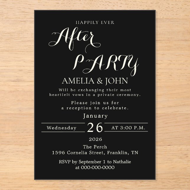 Invitaciones Acrílicas Black wedding invitation (Anverso)