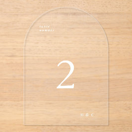 Invitaciones Acrílicas Blanco Simple Moderno Arco Acrílico Número de Tabl