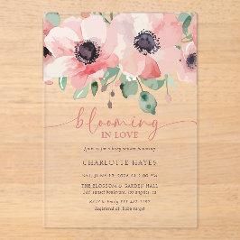 Invitaciones Acrílicas Blooming in Love Baby Shower Pink Baby Shower