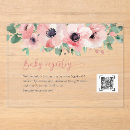 Invitaciones Acrílicas  Blooming in Love Pink Baby Shower Baby Registry
