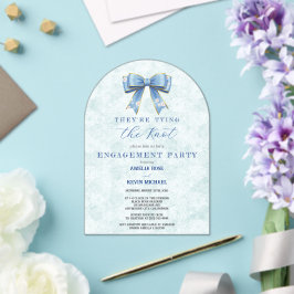 Invitaciones Acrílicas Blue Bow Engagement Invitation – Japanese Style
