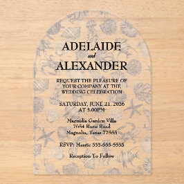 Invitaciones Acrílicas Blue Coastal Wedding