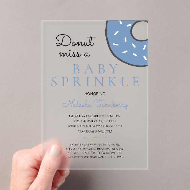 Invitaciones Acrílicas Blue Donut Baby Sprinkboy Boy Baby Shower (Insitu (portátil))