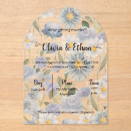 Invitaciones Acrílicas Blue Floral Acrylic Wedding Invitation