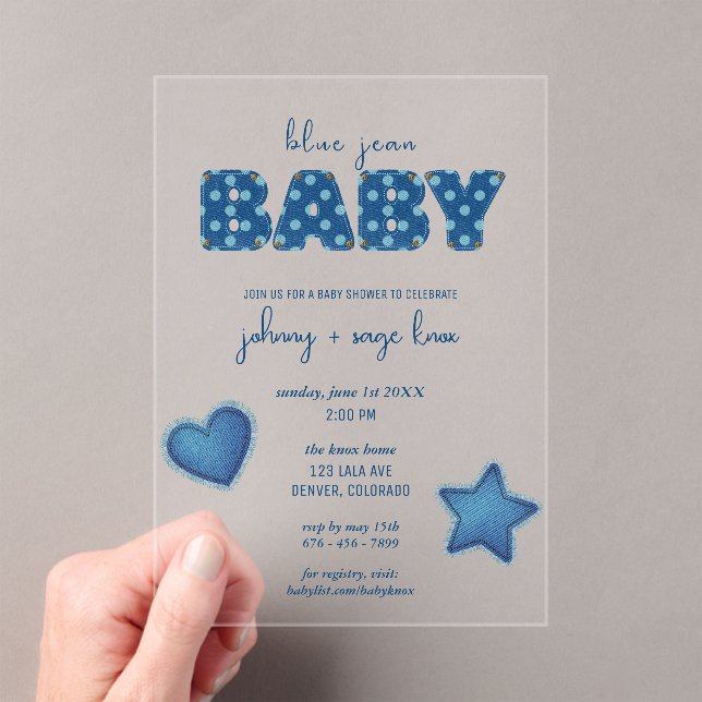 Invitaciones Acrílicas Blue Jean Baby | Baby Shower moderno | Patcheo (Insitu (portátil))