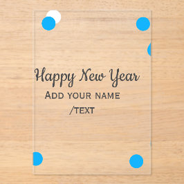 Invitaciones Acrílicas Blue polkadots happy new year add name messasimple