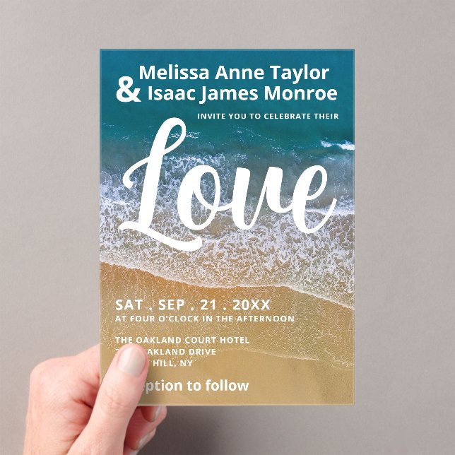 Invitaciones Acrílicas Blue Sea Beach Wedding (Insitu (portátil))