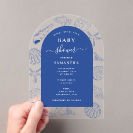 Invitaciones Acrílicas Blue Sea Shells Beach Summer Arch Baby Shower