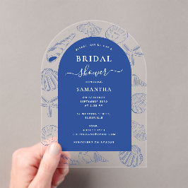 Invitaciones Acrílicas Blue Sea Shells Beach Summer Arch Bridal Shower
