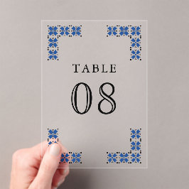 Invitaciones Acrílicas Blue Ukrainian Wedding Acrylic Table Number