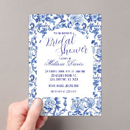 Invitaciones Acrílicas Blue & White Chinoiserie Bridal Shower Invitation