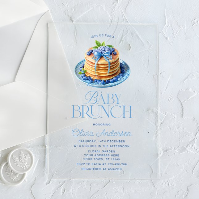 Invitaciones Acrílicas Blueberry Pancake Baby Brunch Baby Shower (Subido por el creador)