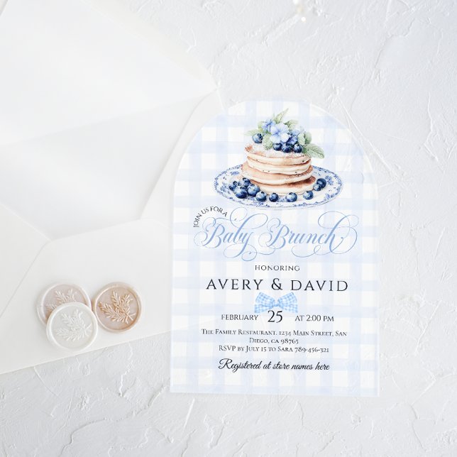 Invitaciones Acrílicas Blueberry Pancake Baby Brunch Baby Shower Boy (Subido por el creador)