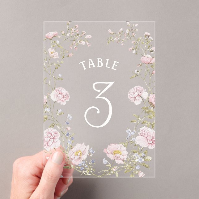 Invitaciones Acrílicas Blush Floral Frame Acrylic Table Number (Insitu (portátil))