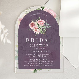 Invitaciones Acrílicas Blush Pink Floral Dusty Purple Bridal Shower