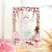 Blush Rosa Tiara Floral Plateada Quinceañera