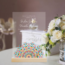 Boda abstracta mandala azul turquesa rosa