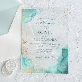 Invitaciones Acrílicas Boda abstracta moderna de playa en azul turquesa y