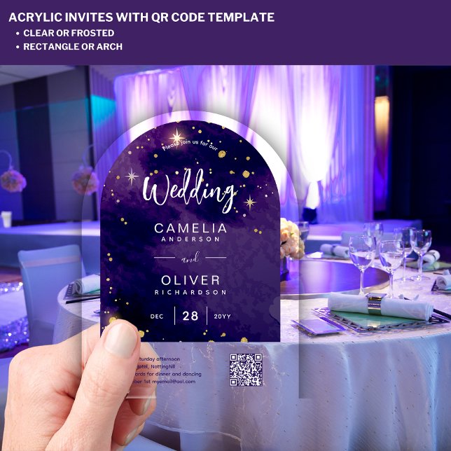 Invitaciones Acrílicas BODA ACRÍLICA Código QR del cielo nocturno estrell (Subido por el creador)