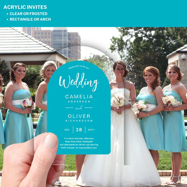 Invitaciones Acrílicas Boda acrílica de Arco Azul Turquesa invita a la mo (Subido por el creador)