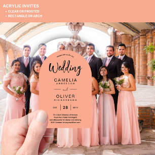 Invitaciones Acrílicas Boda Acrílica de Arco de Coral Peach Invita a la M