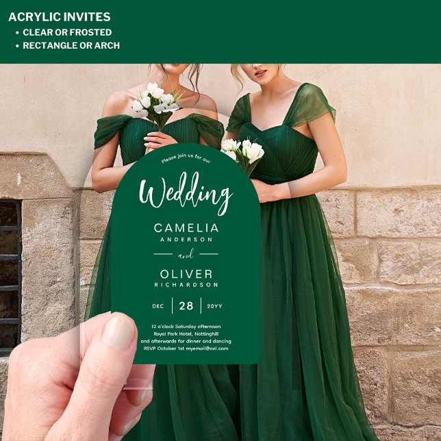 Invitaciones Acrílicas Boda acrílica de arco verde medio invita a la mode (Subido por el creador)