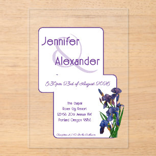 Invitaciones Acrílicas Boda Acrílica de Iris Purpura en Aquarela con Esti