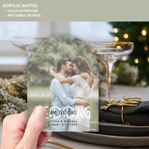 Invitaciones Acrílicas Boda acrílica de Zazzle salva foto de fecha opaca