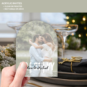 Invitaciones Acrílicas Boda acrílica de Zazzle salva foto de fecha opaca