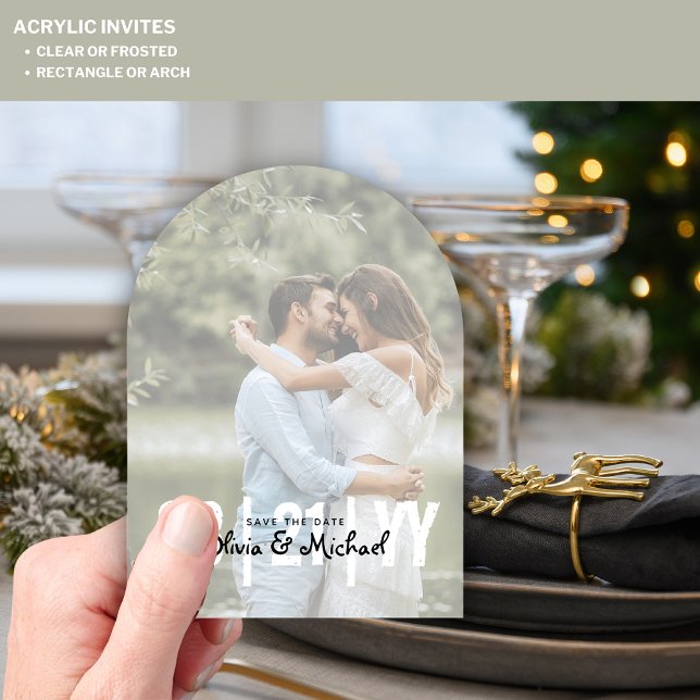 Invitaciones Acrílicas Boda acrílica de Zazzle salva foto de fecha opaca (Subido por el creador)