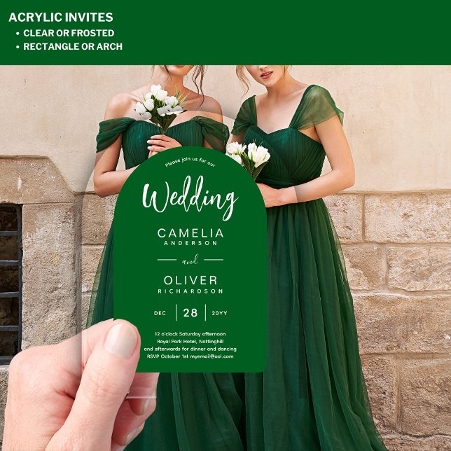 Invitaciones Acrílicas Boda acrílica del Arco Blanco Verde invita a la mo (Subido por el creador)
