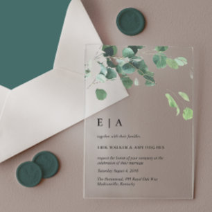 Invitaciones Acrílicas Boda acrílica invita a eucalipto