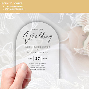 Invitaciones Acrílicas Boda ACRÍLICA Invita a la Minimalista moderna y cl