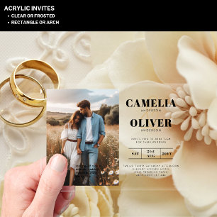 Invitaciones Acrílicas Boda ACRÍLICA Invita a PHOTO Qr Code RSVP