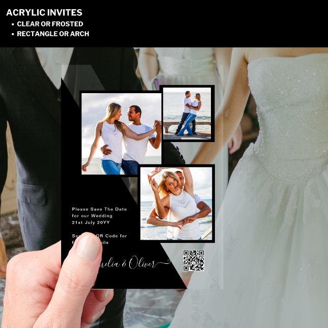 Invitaciones Acrílicas Boda ACRÍLICA Invita a PHOTO Qr Code RSVP (Subido por el creador)