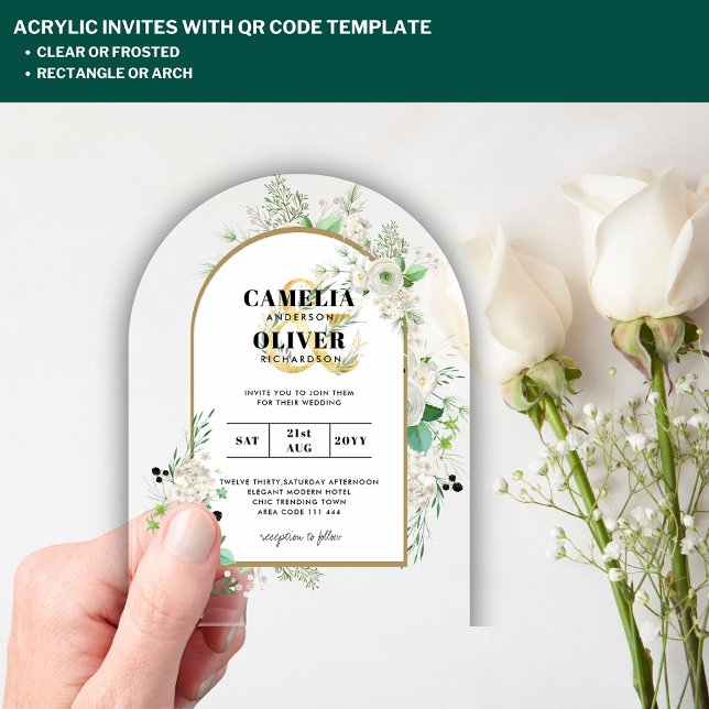 Invitaciones Acrílicas Boda ACRÍLICA invita a Rústica a las rosas blancas (Subido por el creador)