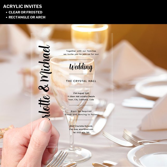 Invitaciones Acrílicas Boda acrílica invita a una negrita transparente y  (Subido por el creador)