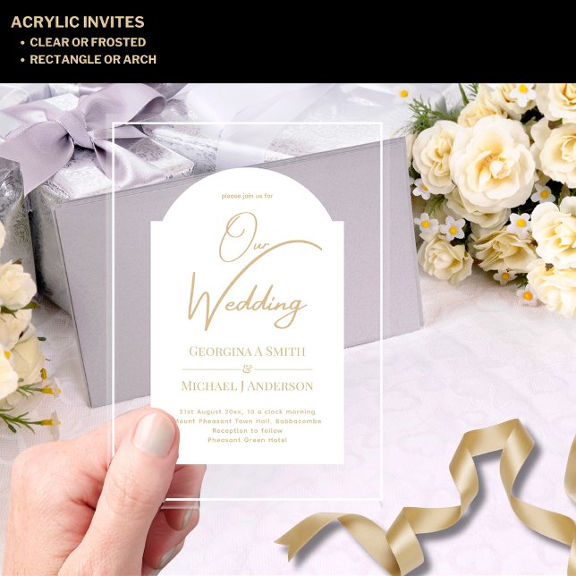 Invitaciones Acrílicas Boda ACRÍLICA invita al ORO BLANCO singular modern (Subido por el creador)
