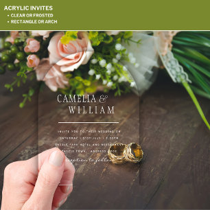 Invitaciones Acrílicas Boda ACRÍLICA Invita TEXTO BLANCO Iniciales Negrit
