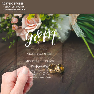 Invitaciones Acrílicas Boda ACRÍLICA Invita TEXTO BLANCO Iniciales Negrit